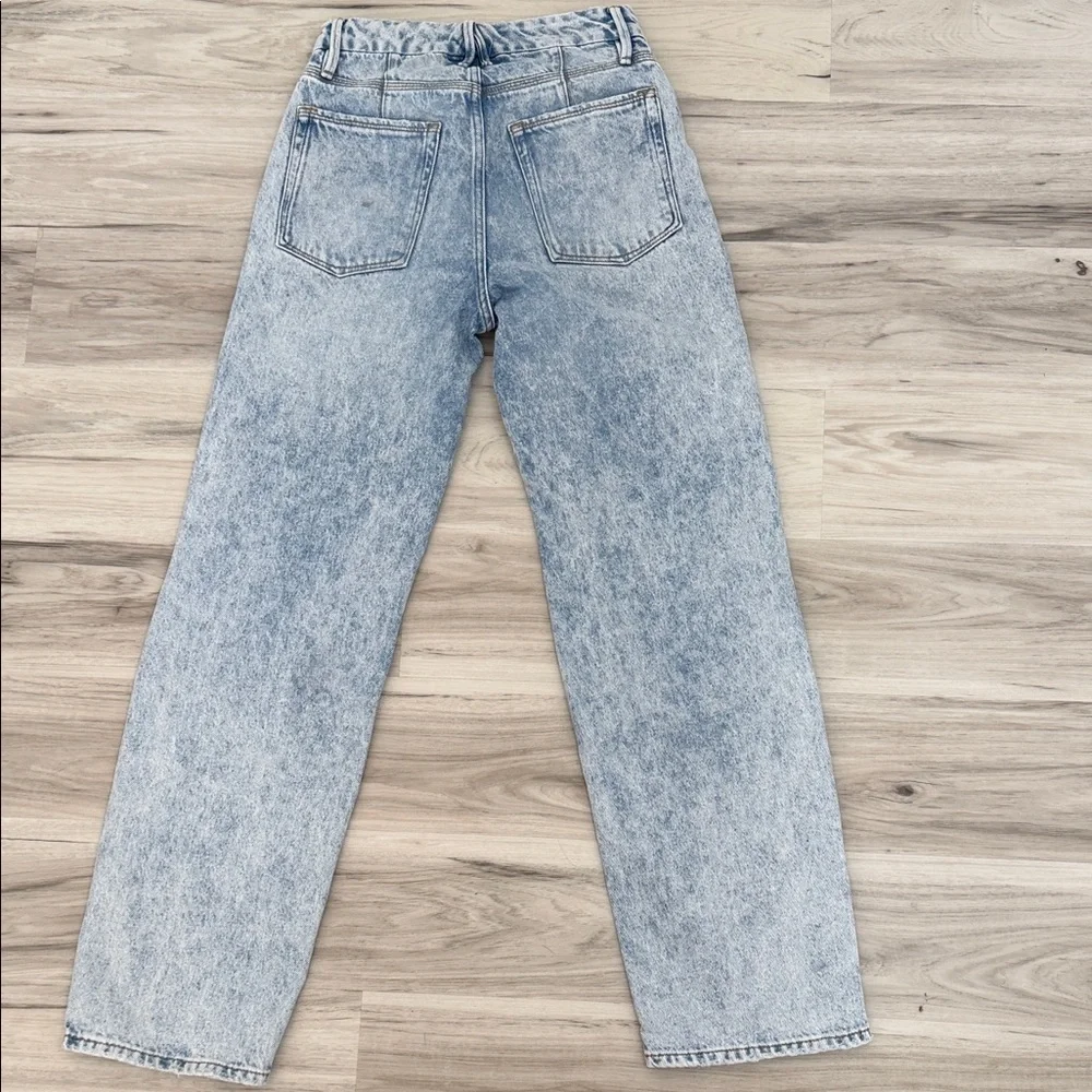 GOOD AMERICAN Women's Light Blue Distressed Wide Leg Jeans size 00/24 - Picture 7 of 14